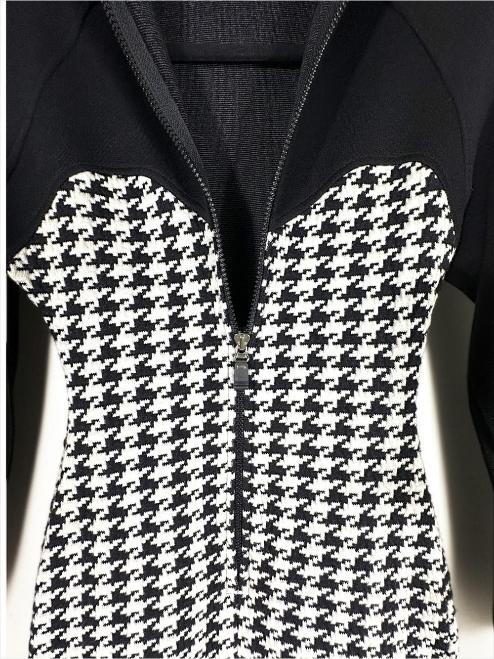 Vintage 70s Algo-Ettes Stretchy Knit Houndstooth Bodycon Mini Dress XS - Picture 6 of 9
